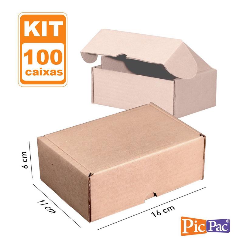 100 Caixas Pequenas Papelão embalagem 16X11X6 automontável - PicPac ...