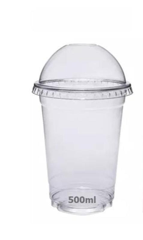 100 Copos descartáveis de plástico com tampa para milk shake. - Ice ...