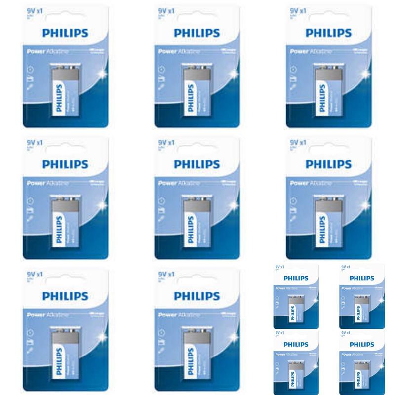 12 Bateria Alcalina Philips 9V para violao eletrico e sensor de fumaça ...