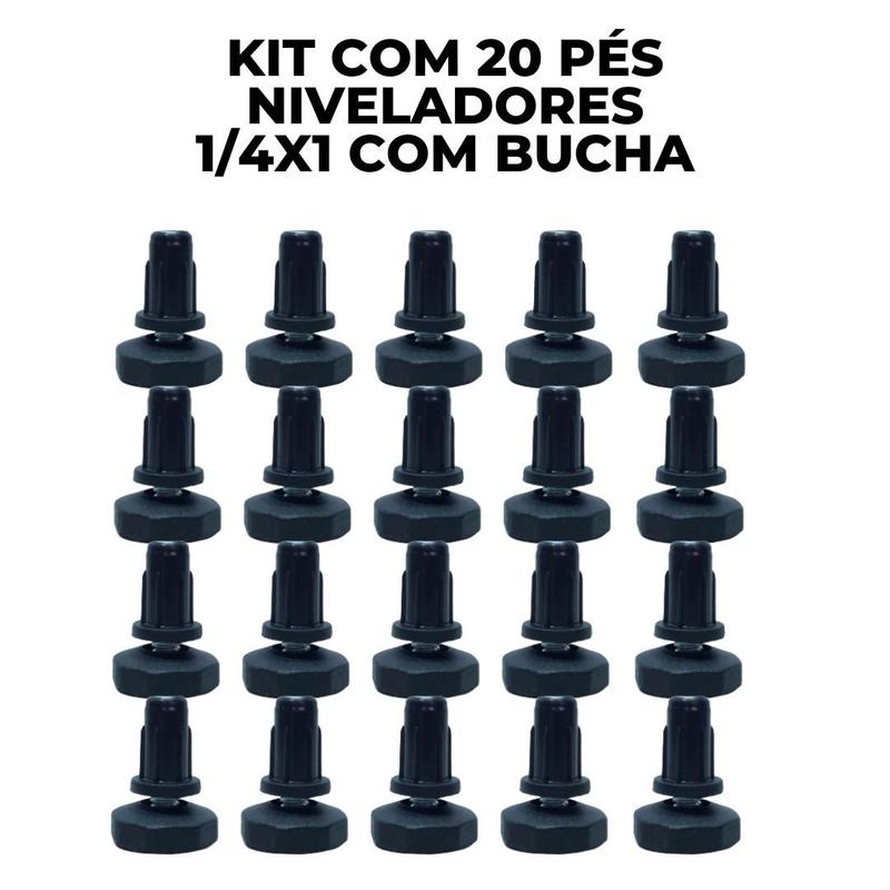 20 Sapata Pé Nivelador 1/4 Com Bucha Pezinho puff e moveis - KMB - Pés ...
