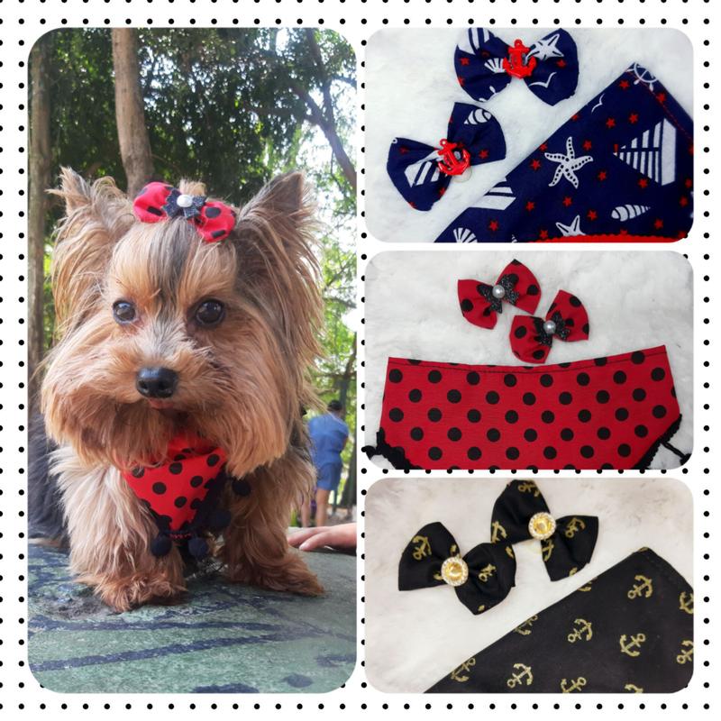 3 Bandana Pet para Cachorro Lenço de Pescoço com Juste + Laço Pet ...