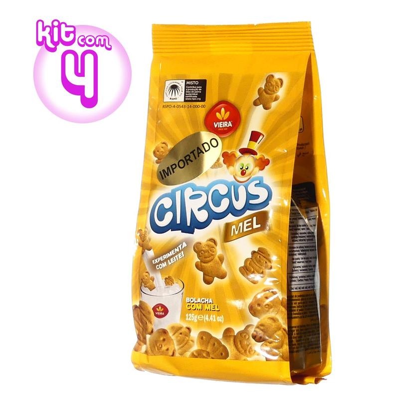 4 Pacotes Bolacha Biscoito Importado Circus Sabor Mel 125gr - Vieira ...