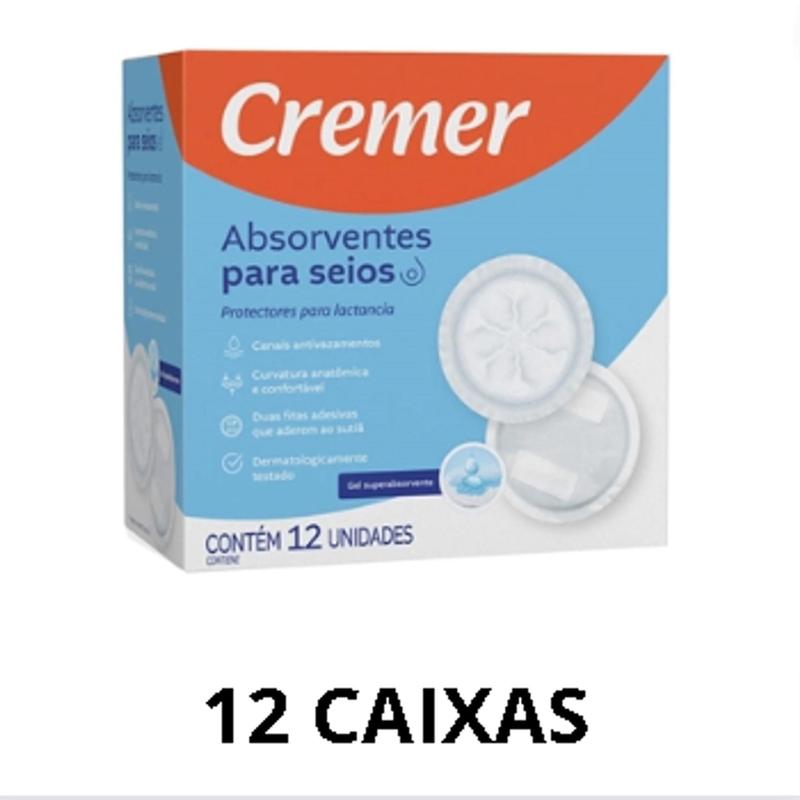 Absorvente para seios com 12 unidades - 12 CAIXAS - CREMER - Absorvente ...