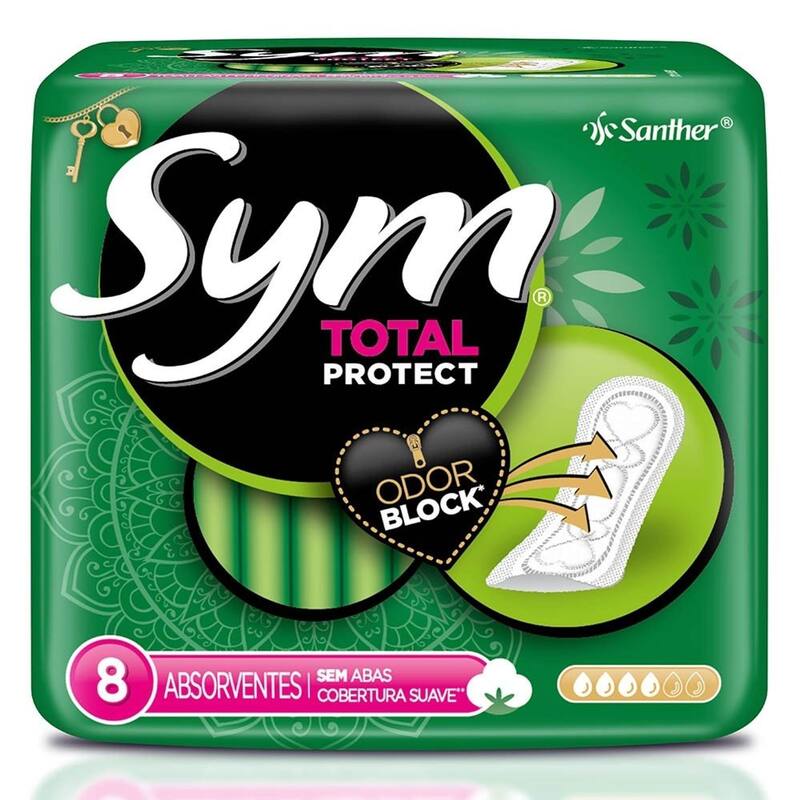 Absorvente Sym Total Protect 8uni Sem Abas Cobertura Suave - Absorvente ...