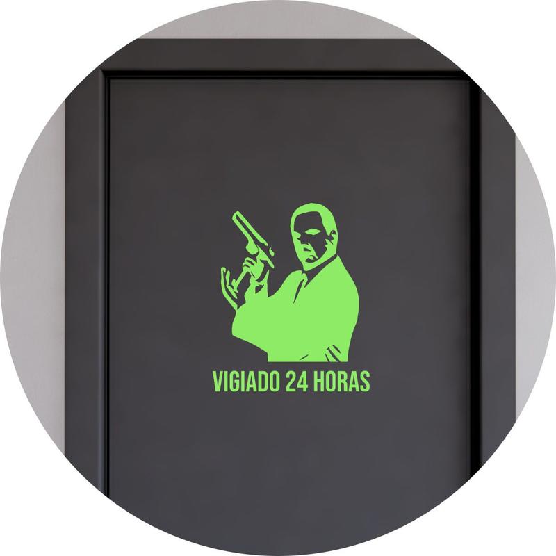 Adesivo para Porta Vigiado 24 Horas Segurança Armado - Melhor Adesivo ...