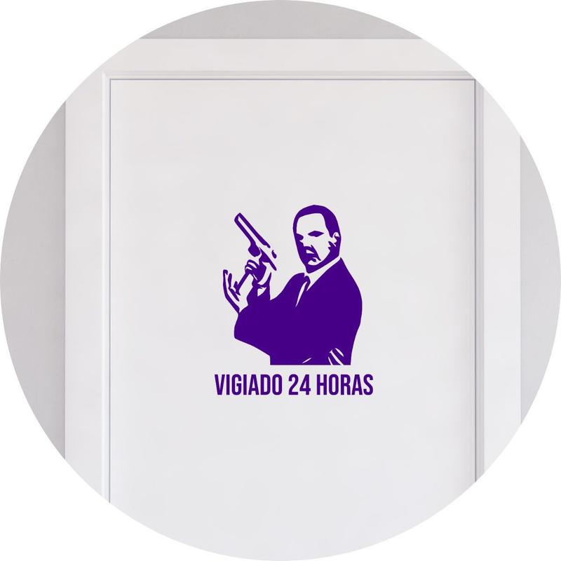 Adesivo para Porta Vigiado 24 Horas Segurança Armado - Melhor Adesivo ...