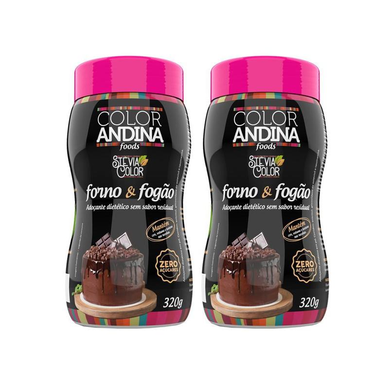 Adoçante Stévia Culinário Color Andina Forno E Fogão 320g - 2 potes ...