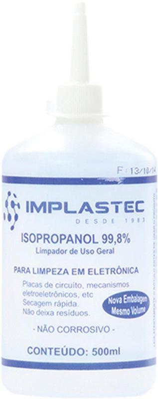 Alcool Isopropilico 500ML com Bico Aplicador - Implastec - Álcool de ...