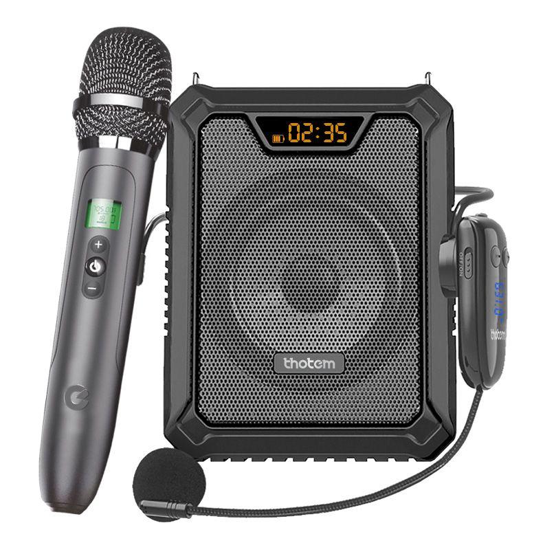Amplificador de voz para professor, acompanhado de microfone de mão e ...