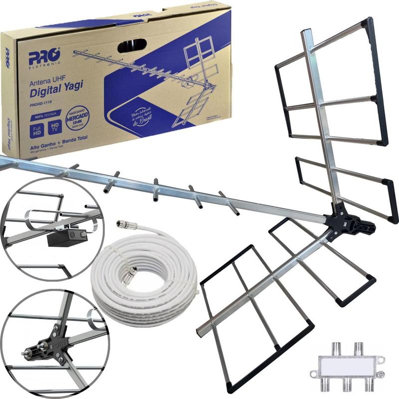 Antena Tv Para Zona Rural Máximo Alcance + 15 Metros Cabo + Divisor 4 ...