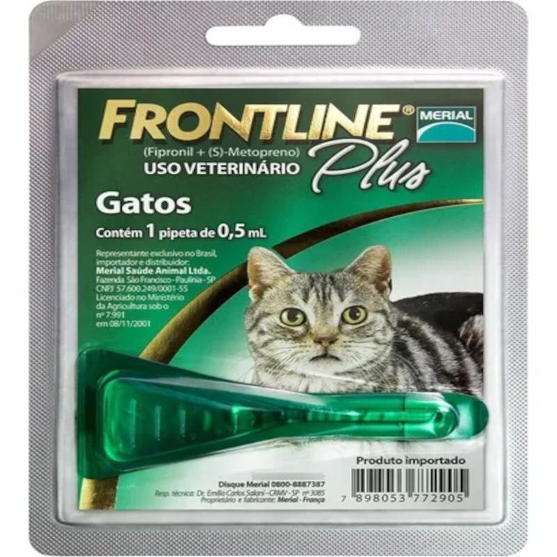 Antipulgas e Carrapato Frontline Plus Pipeta para Gatos 0,5ml ...