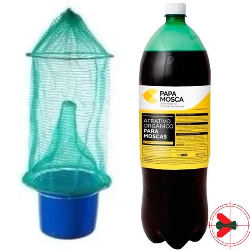Armadilha De Tela + Refil Atrativo Para Mosca 2 Litros - Papa Mosca ...
