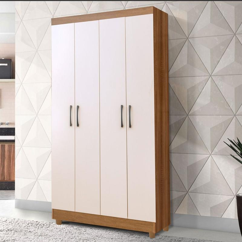 Armário Multiuso com 04 Portas e 06 Prateleiras Samanta Mel/Off White ...