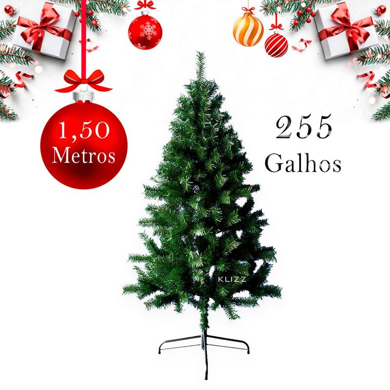 Arvore de Natal 1,50 Grande 255 Galhos Cheia Pinheiro Luxo - KLIZZ ...