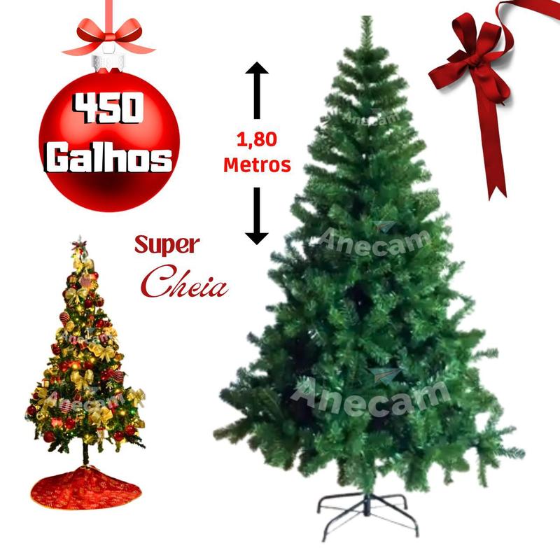 Árvore De Natal 1,80 Metros 450 Galhos Cheia Grande Premium - Arvore De ...