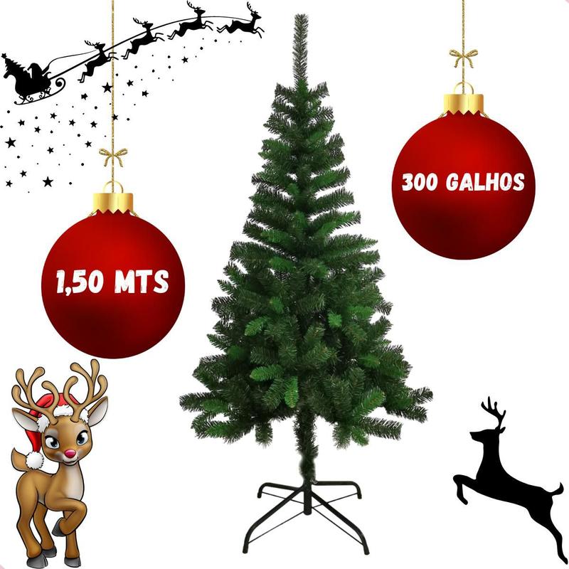 Árvore De Natal Grande Luxo 1,5 Mts 300 Galhos Pé De Ferro - LMP ...