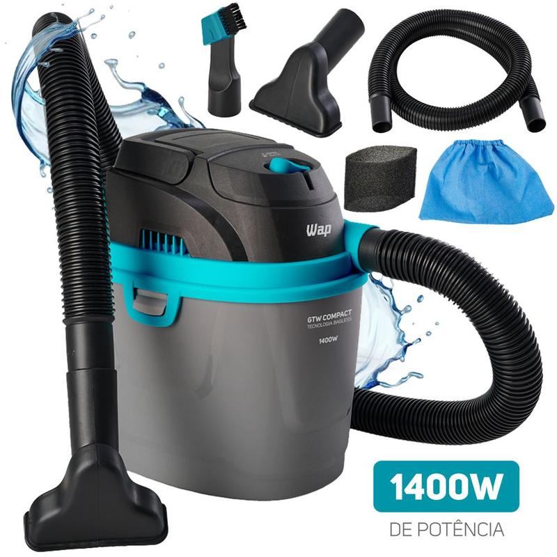 Aspirador de Pó e Água 1400W Barril 5,5L Portátil Compacto 150 mbar Wap ...