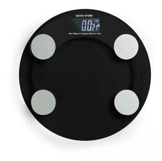 Balança corporal digital preta vidro temperado até 180 kg - Quickstore ...