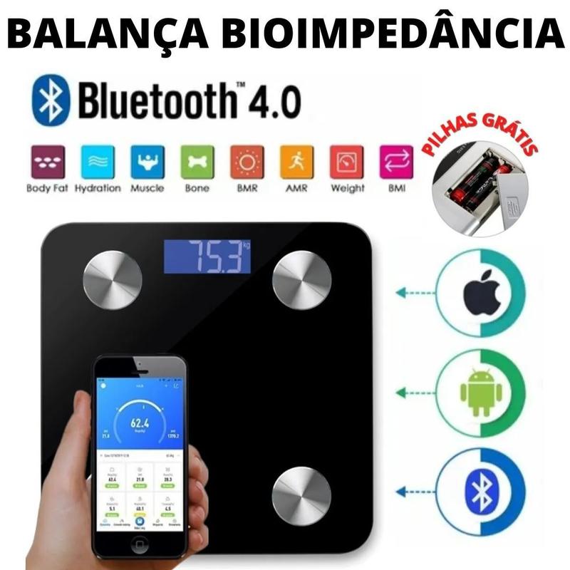Balança Eletrônica Conexão Bluetooth Clink Pilha Saúde 180kg - Balanças ...
