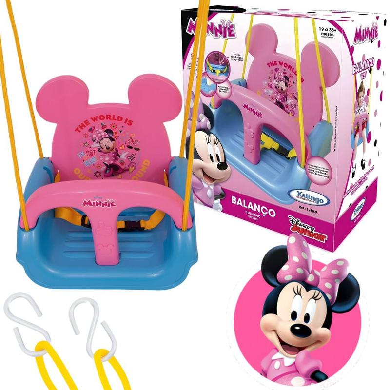 Balanço Infantil Minnie Mouse 3 Em 1 Regulável C/ Corda 23kg - Xalingo ...