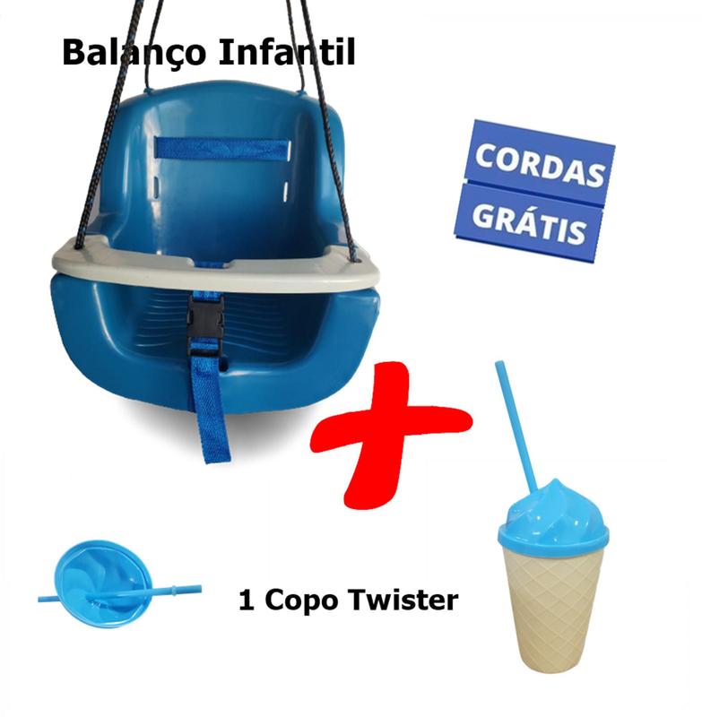 Balanço Infantil Plástico Bebê Criança Cadeirinha c/Corda e COPO ...
