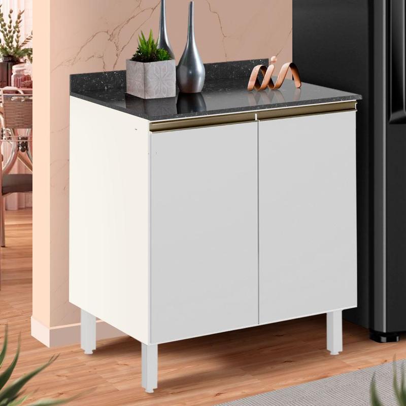 Balcão para cozinha branco de MDF com 2 portas - NICIOLI - Gabinete de ...
