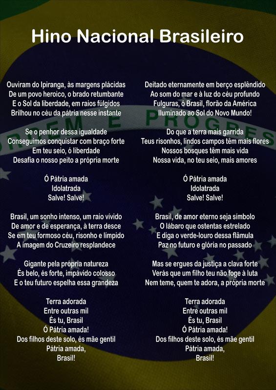 Banner Educativo Hino Nacional Brasileiro Bandeira do Brasil 85x60cm ...