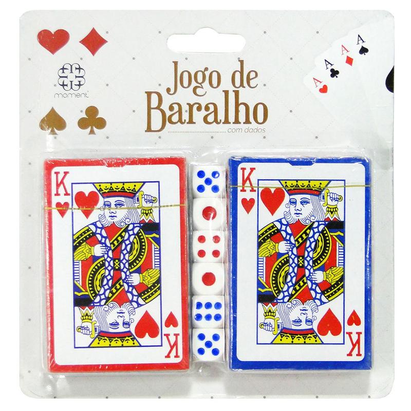 Baralho duplo 108 cartas de papel com 6 dados colors na cartela - C3B ...