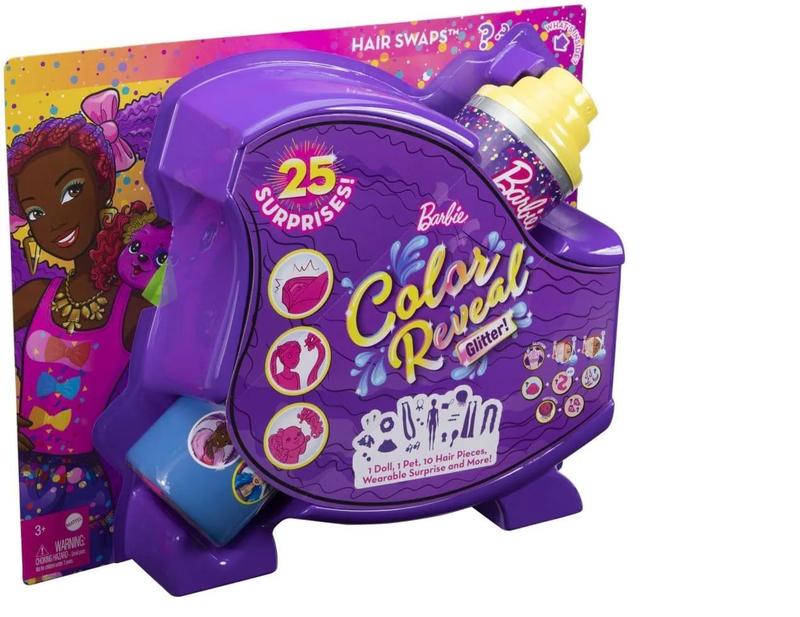 Barbie Color Reveal Glitter Penteados De Festa Roxa - mattel - Boneca ...