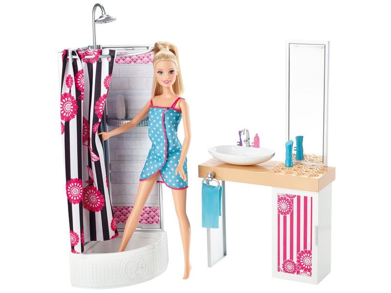 Barbie Real Móvel com Boneca - Banheiro - Mattel - Boneca Barbie ...