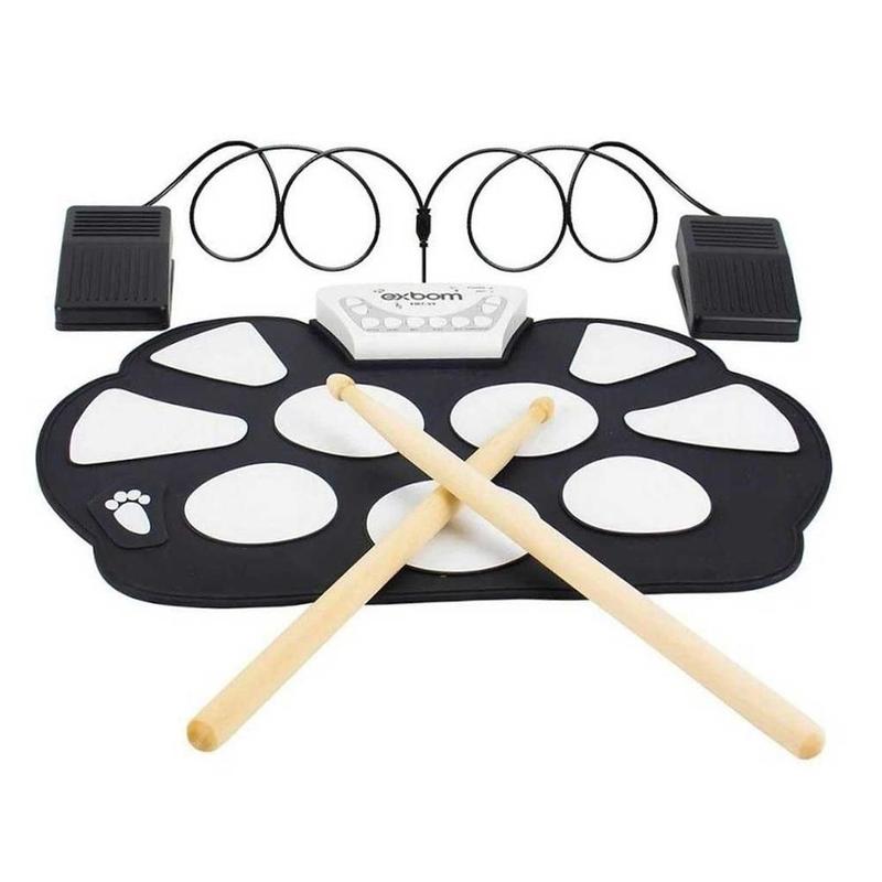 Bateria eletronica musical silicone 2 pedais 10 pads multifuncao adulto ...