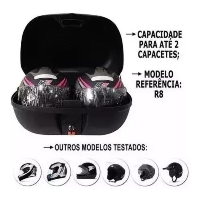 Bau Bauleto 45 Litros Universal Para Motos Capacidade Para 2 Capacetes ...