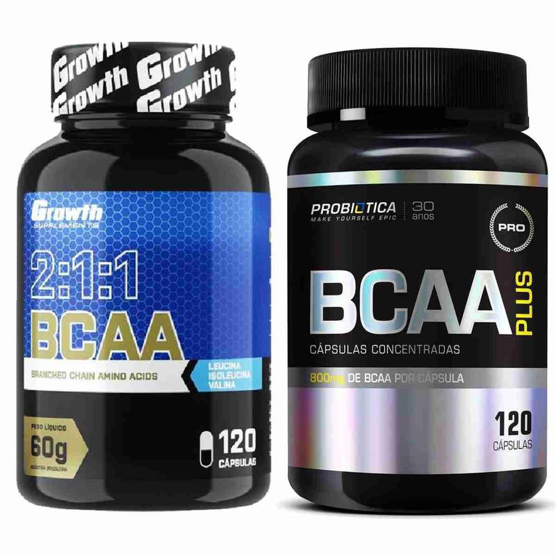 Bcaa 120 Caps Growth + Bcaa Plus 120 Caps Probiotica - Growth ...