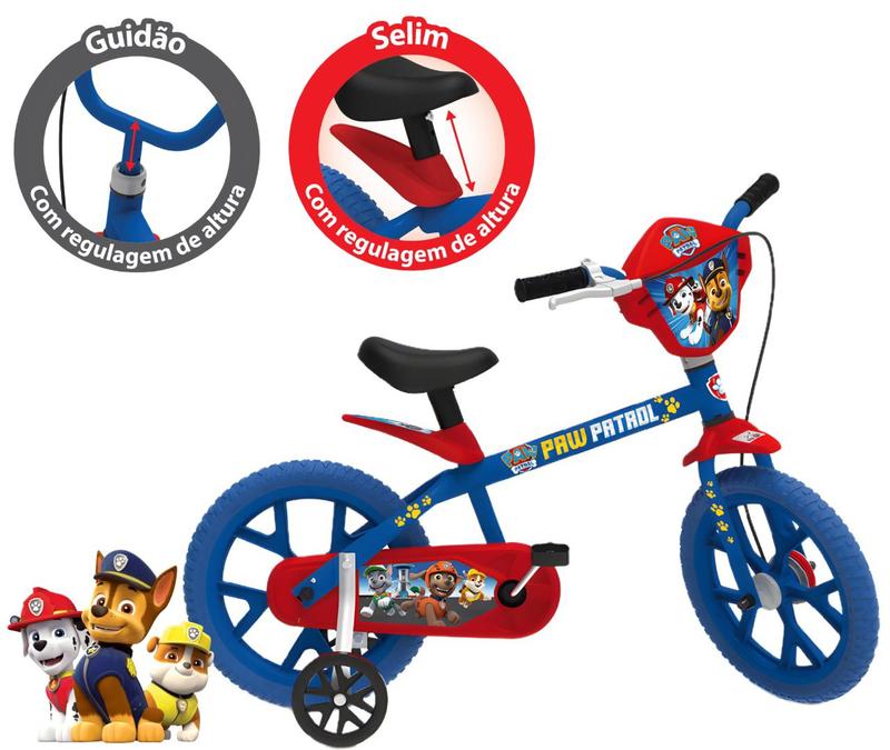 Bicicleta Patrulha Canina Bike Infantil Aro 14 Menino Azul ...