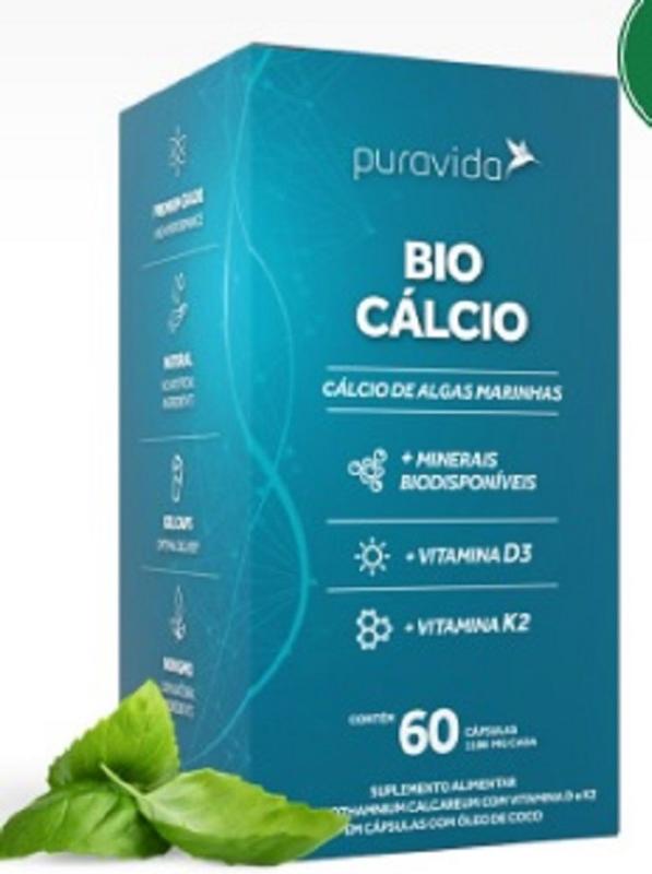 BIO CÁLCIO-CÁLCIO PARA OS OSSOS COM VIT D3 E K2 com 60 capsulas-PURA ...