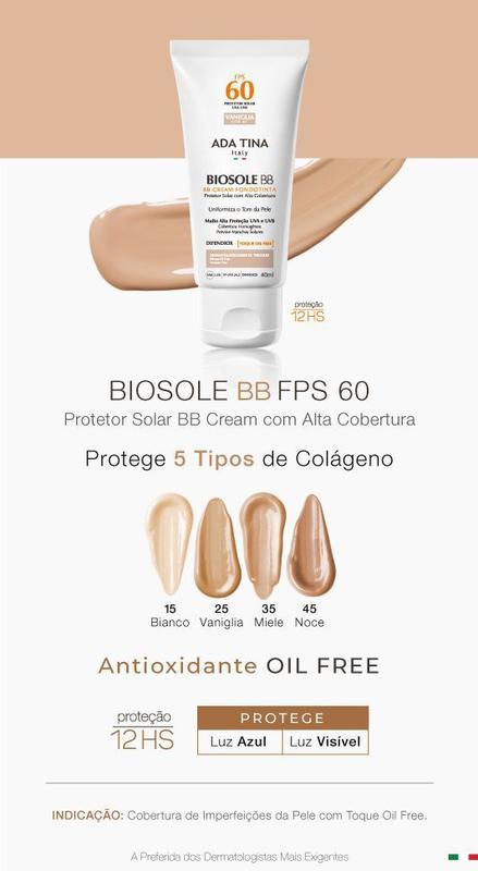 Biosole BB Cream FPS 60 Protetor Solar Facial Com Cor Pele oleosas ...