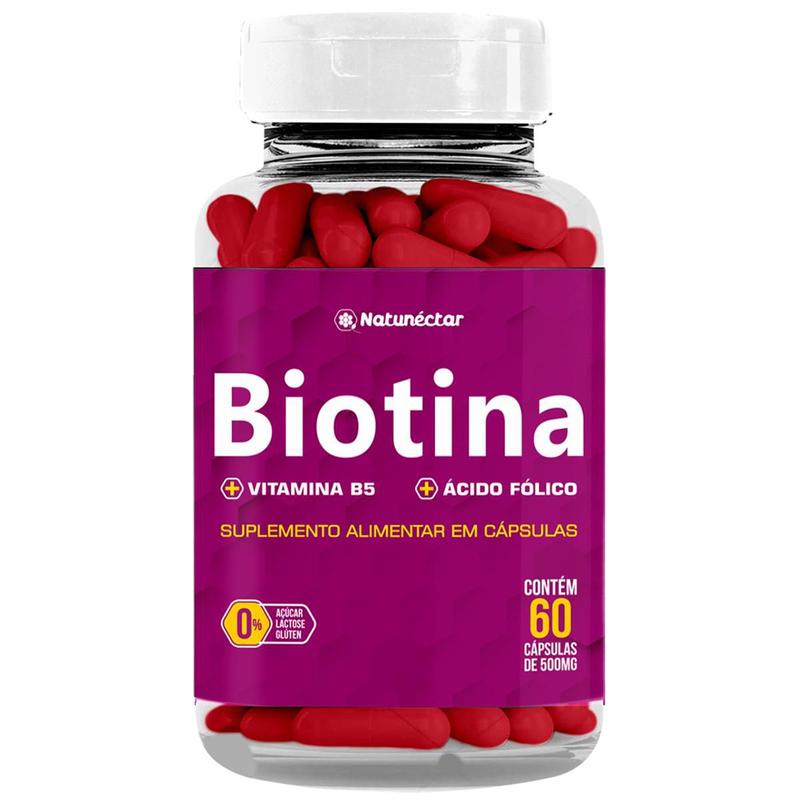 Biotina Vitamina B5 Cabelo E Unha Natural 60 Capsulas 500mg ...