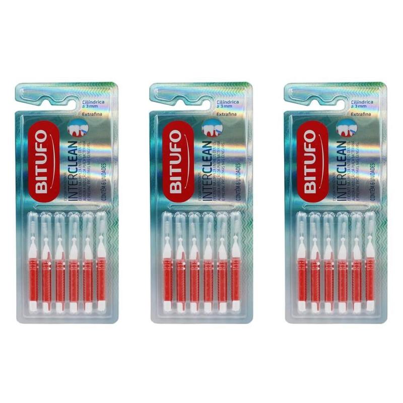 Bitufo Hb Interdental Cilíndrica Extra Fina 3mm Escova Dental (Kit C/03 ...