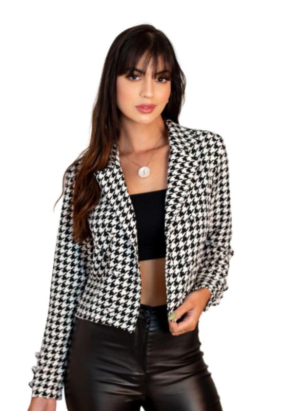 Blazer Curto Feminino Manga Longa Acinturado Sem Forro Gola - MEIMI ...
