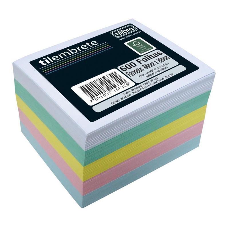 Bloco para Rascunho Cubo Colorido 600 Folhas 94x80mm 1 UN Tilibra - San ...