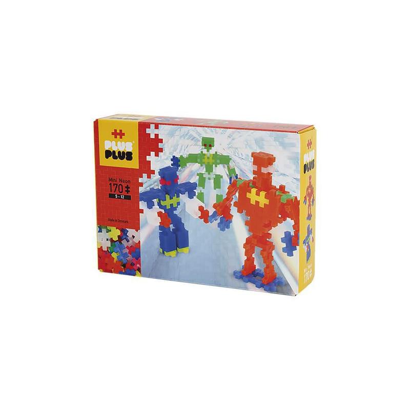 Plus-Plus Neon Robot Play Set – 70 Pezzi Colorati, Mattoncini Danesi Per Costruzioni 3D, Sicuri E Creativi
