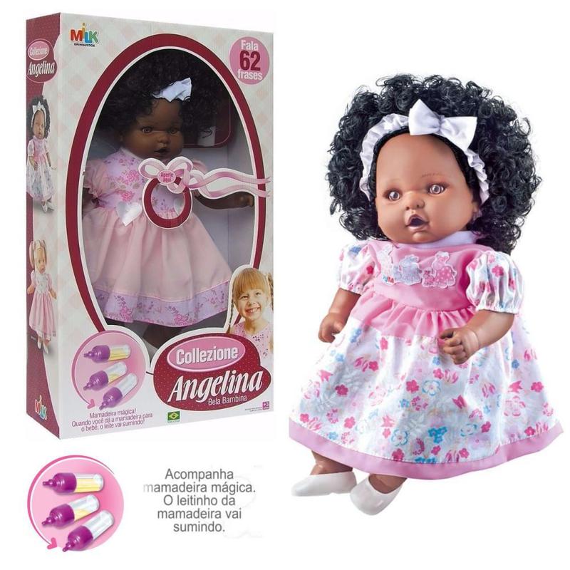 Boneca Angelina Bela Bambina negra 221 Milk Brinquedos - Bonecas ...