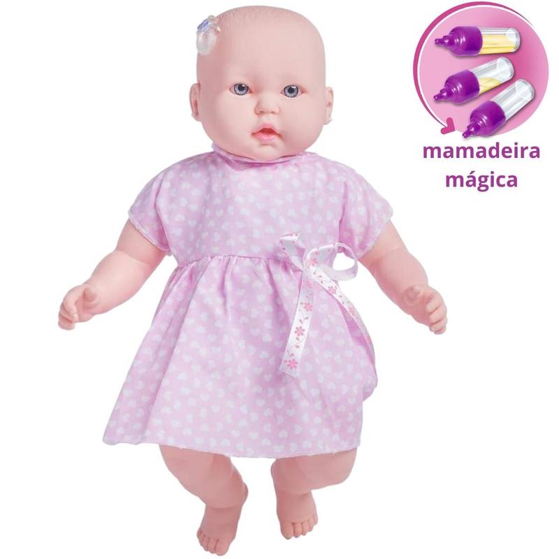 Boneca Bebê Criança Menina Bebêzão 53cm com Mamadeira Mágica - Super ...