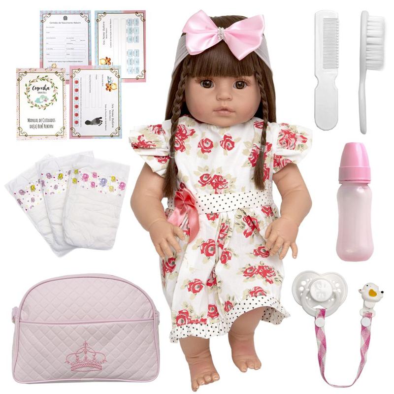 Boneca Bebê Reborn Menina Barata + 14 Itens Envio Imediato - Cegonha ...