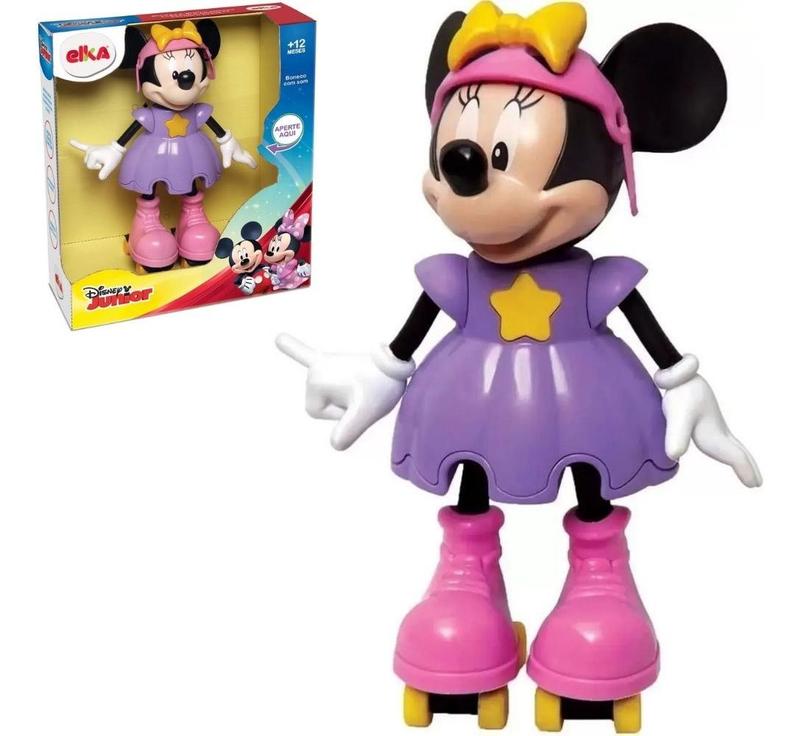 Boneca Infantil Minnie Patinadora Com Frases Sons Disney 25cm Para ...