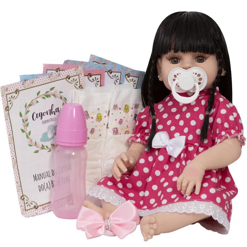 Boneca Reborn Realista Menina Recém Nascida Morena + Itens - Cegonha ...