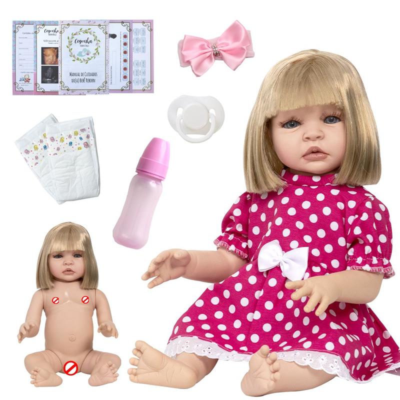 Boneca Reborn Recém Nascida Loira Completa Pode Dar Banho - Cegonha ...