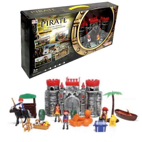 Bonecos Pirata Brinquedo de Fantasia para Montar Com 4 Piratas Castelo ...