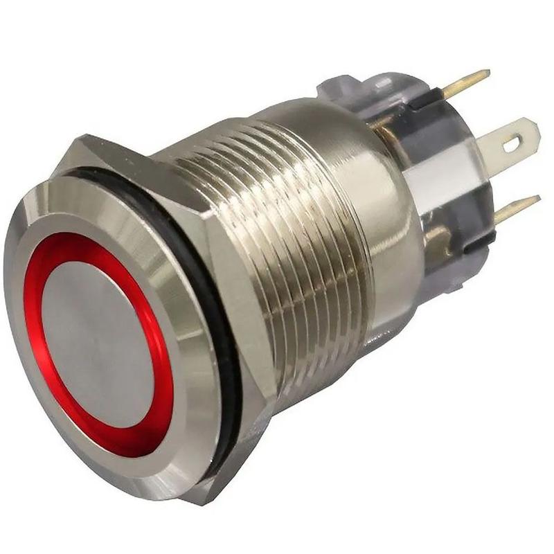 Botão Momentâneo Em Aço Inox 3 Pinos E Led Vermelho - Easterner ...