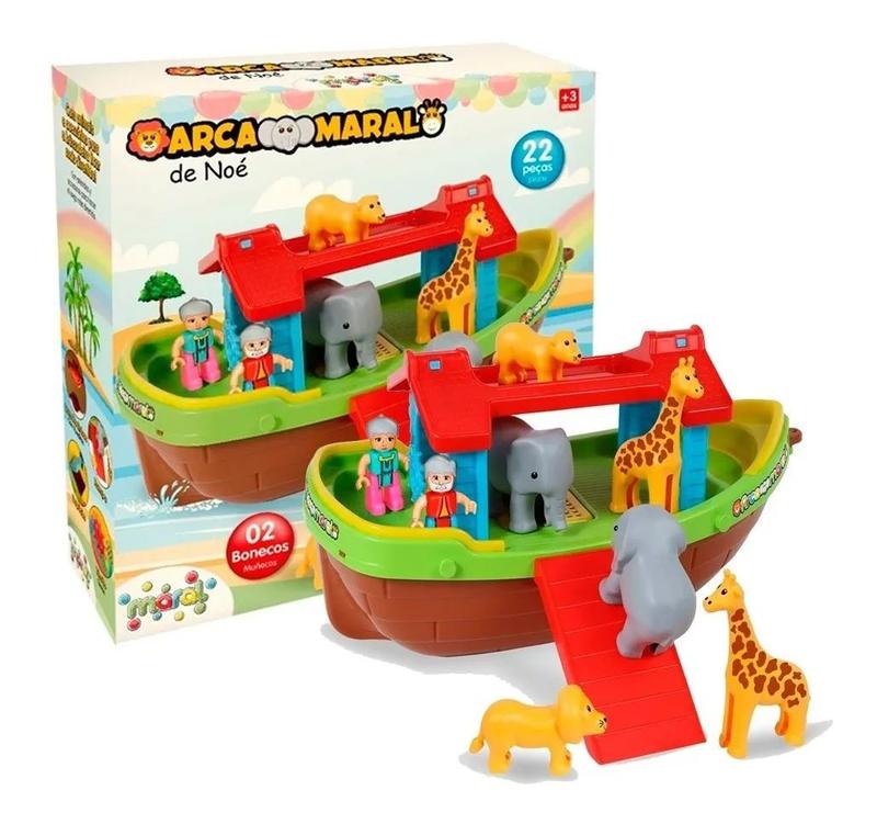 Brinquedo Infantil Didático Barco Arca De Noé 22 Peças Maral 2118 ...